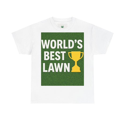 World's Best Lawn Unisex Heavy Cotton Tee, Gardening Gift, Father's Day Present, Lawn Care Enthusiast Apparel, Green Thumb T-Shirt